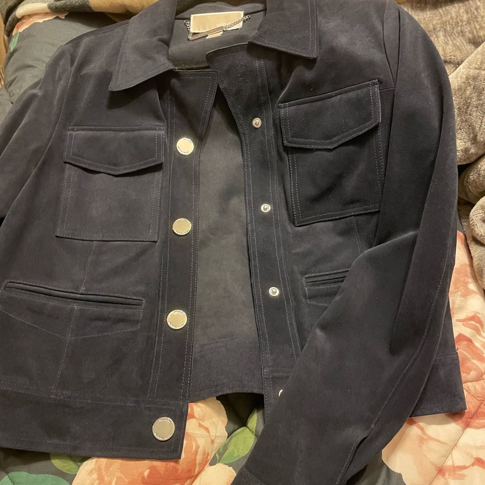Michael Kors navy Italian cow leather jacket - Picture 11 of 16